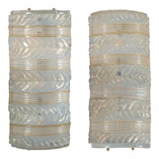 Pair of opaline and gold glass sconces